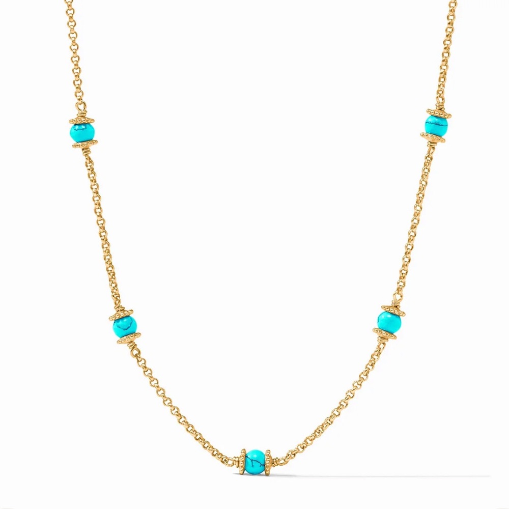 $155 Julie Vos Hydra Delicate Station Necklace turquoise blue